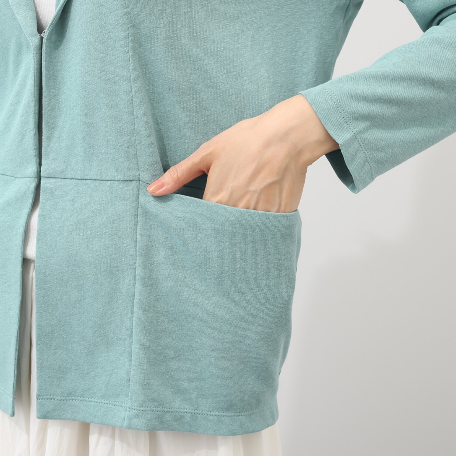 スピンブルー 接触冷感 フレンチリネンブレンド リラックスジャージー フーディー サマージャケット