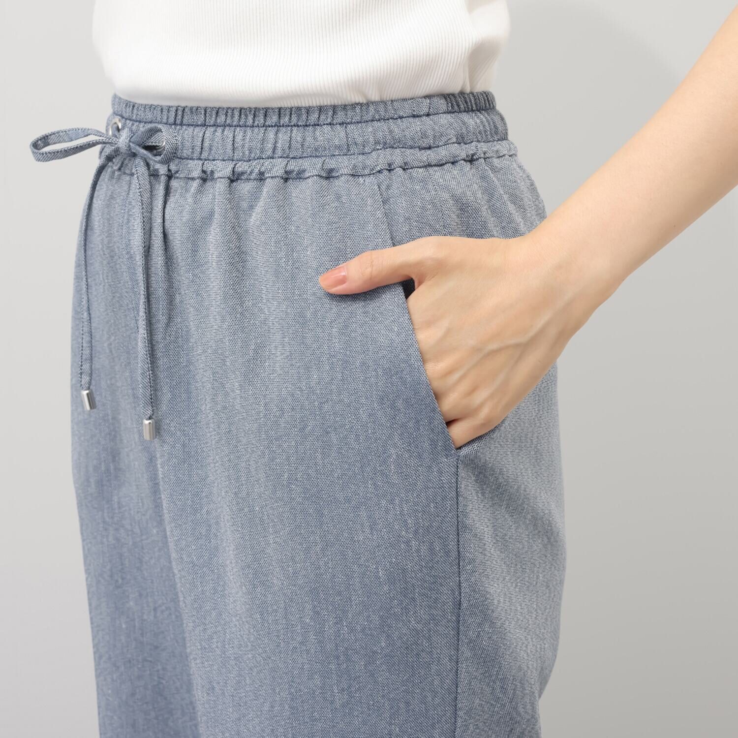 スピンブルー 接触冷感・ＵＶカット デニム調ワイドパンツ