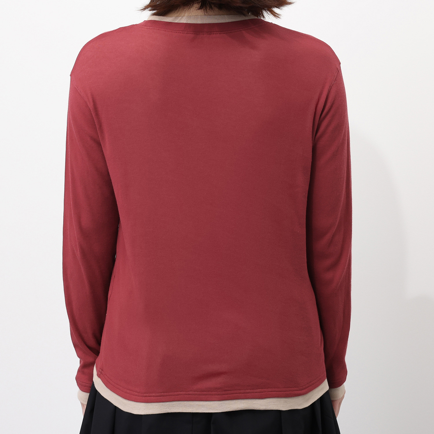 アイシンクソウ サラ艶ピマコットン 配色ダブルレイヤード風 プルオーバー