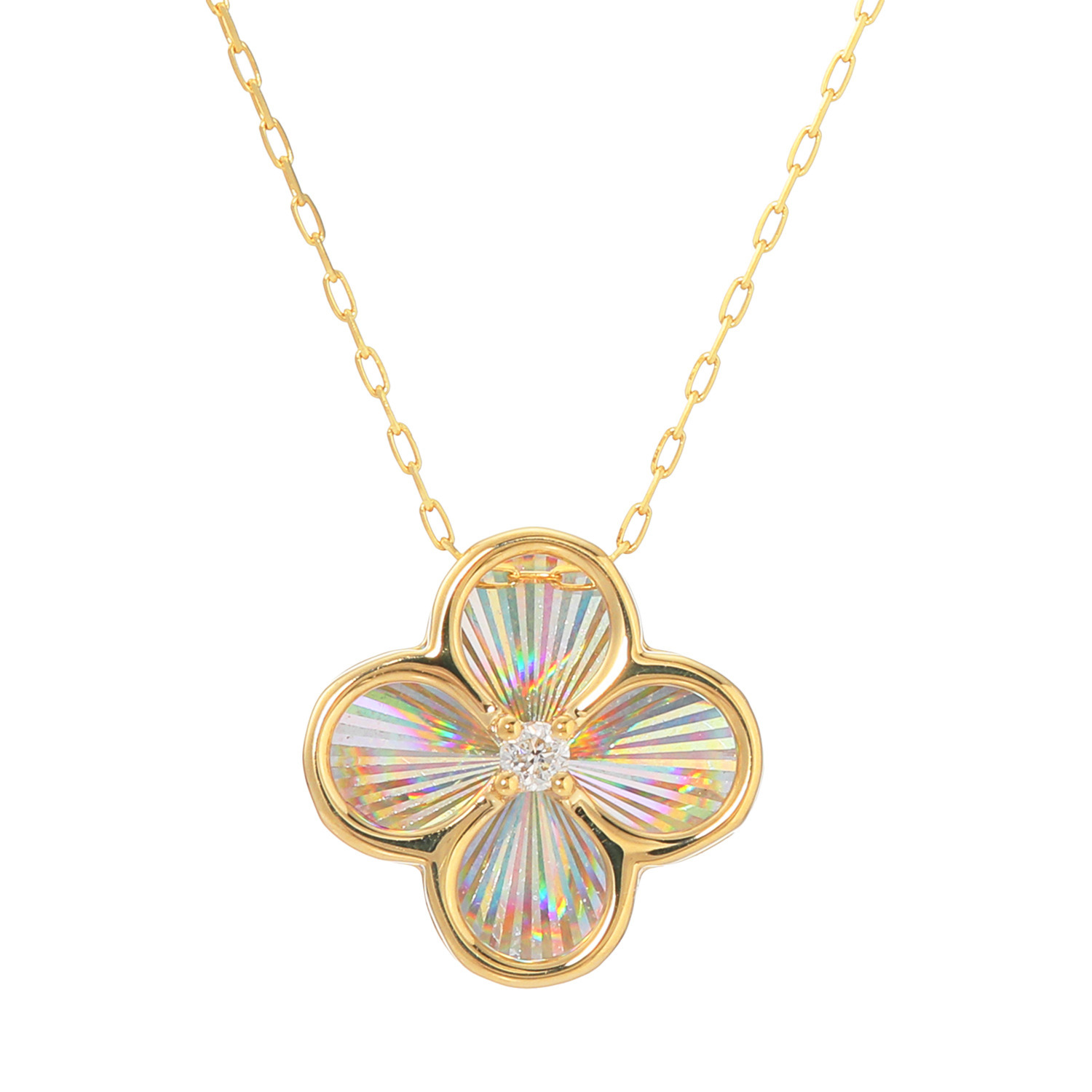 煌香 １８Ｋ レインボーカット ダイヤモンドアクセント ネックレス