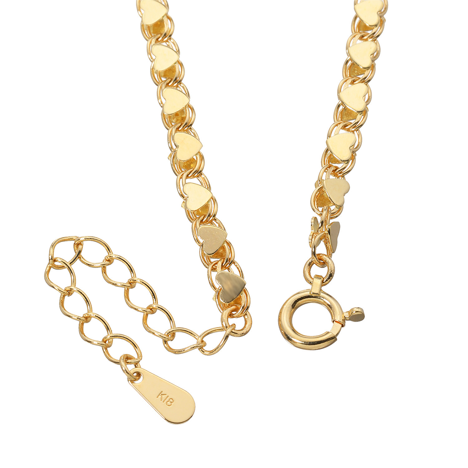 煌香 １８Ｋ ハートモティーフ チェーンブレスレット