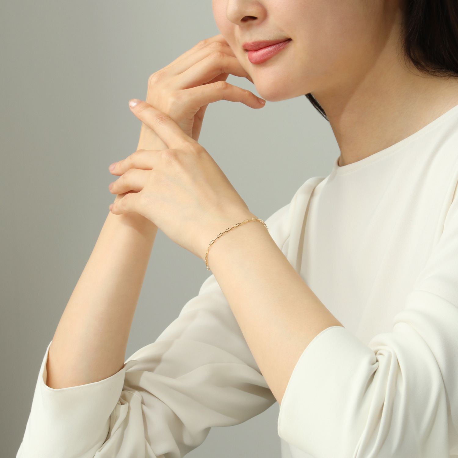 煌香 １８Ｋ ペーパークリップチェーン ブレスレット