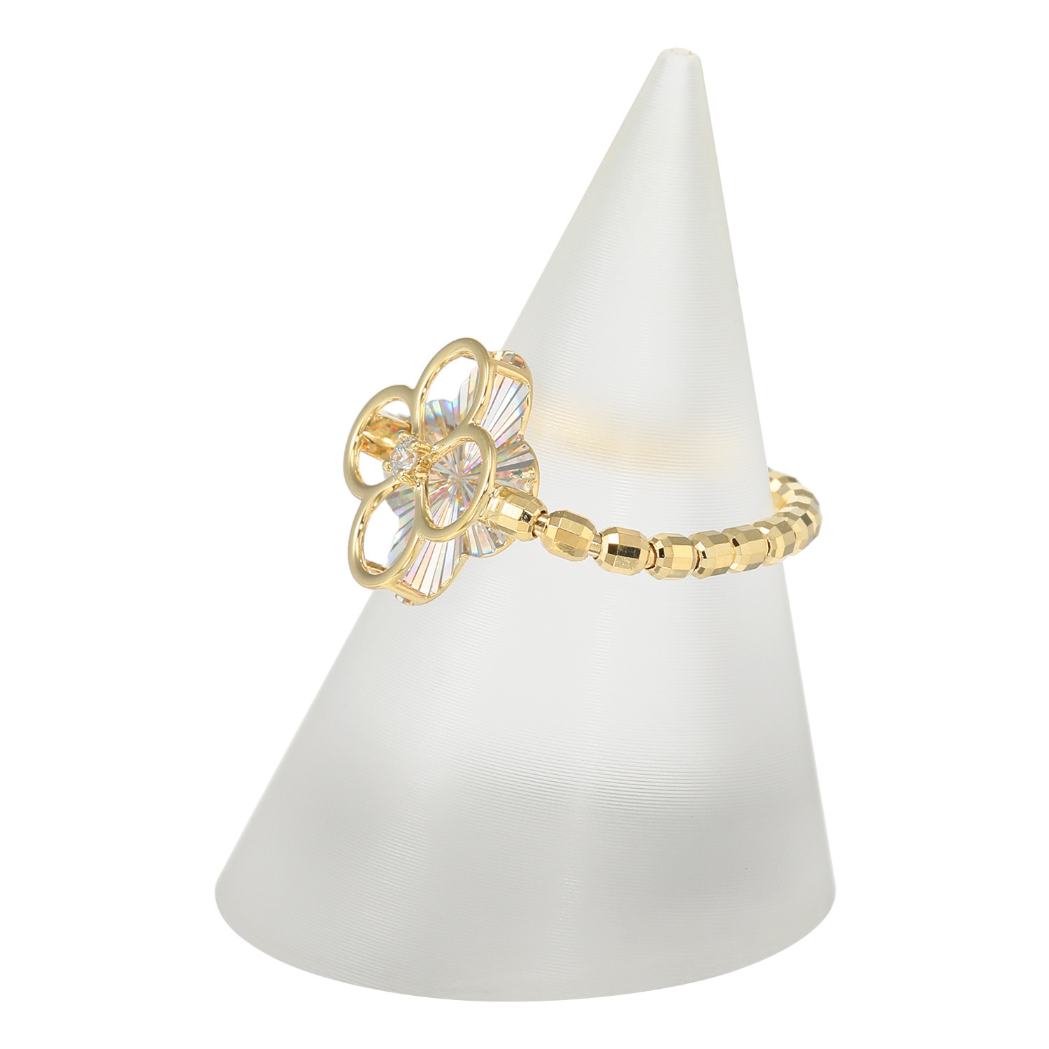 煌香 １８Ｋ レインボーカット ダイヤモンドアクセント フレキシブルリング