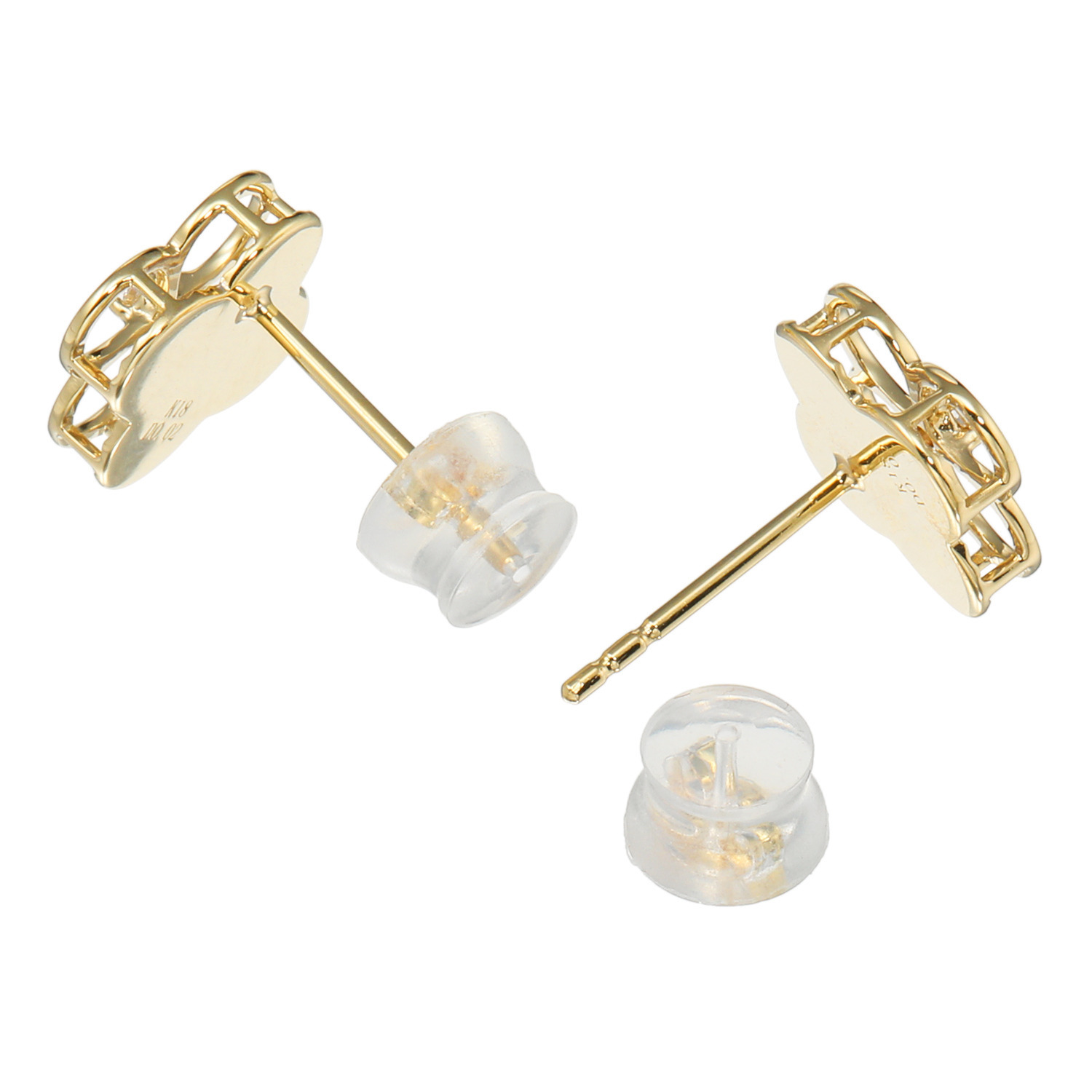 煌香 １８Ｋ レインボーカット ダイヤモンドアクセント ピアス