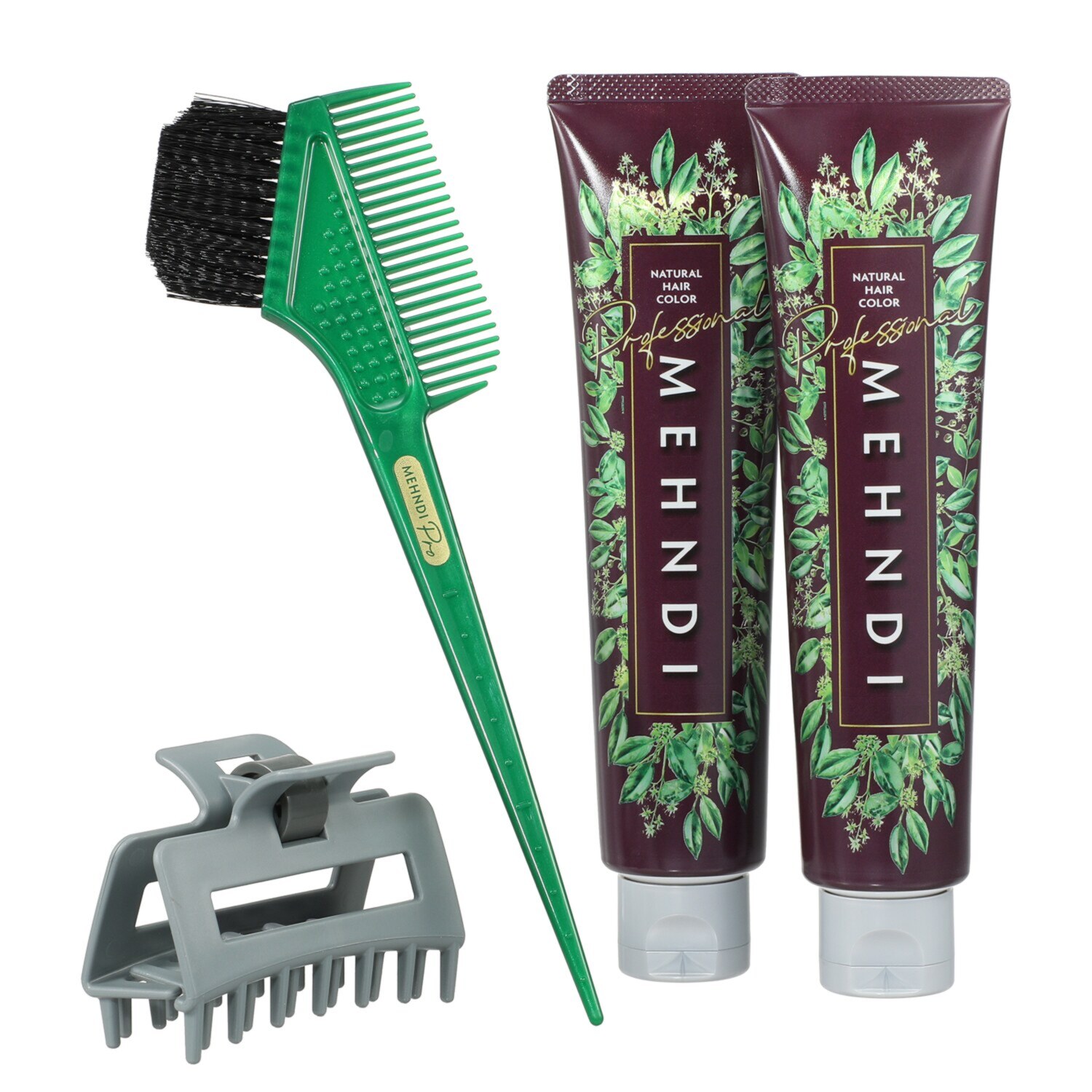 １回で染まる！ツヤ色！ メヘンディ　白髪染め ヘナ専門サロン開発 ナチュラルヘアカラー プロ２本スペシャルセット