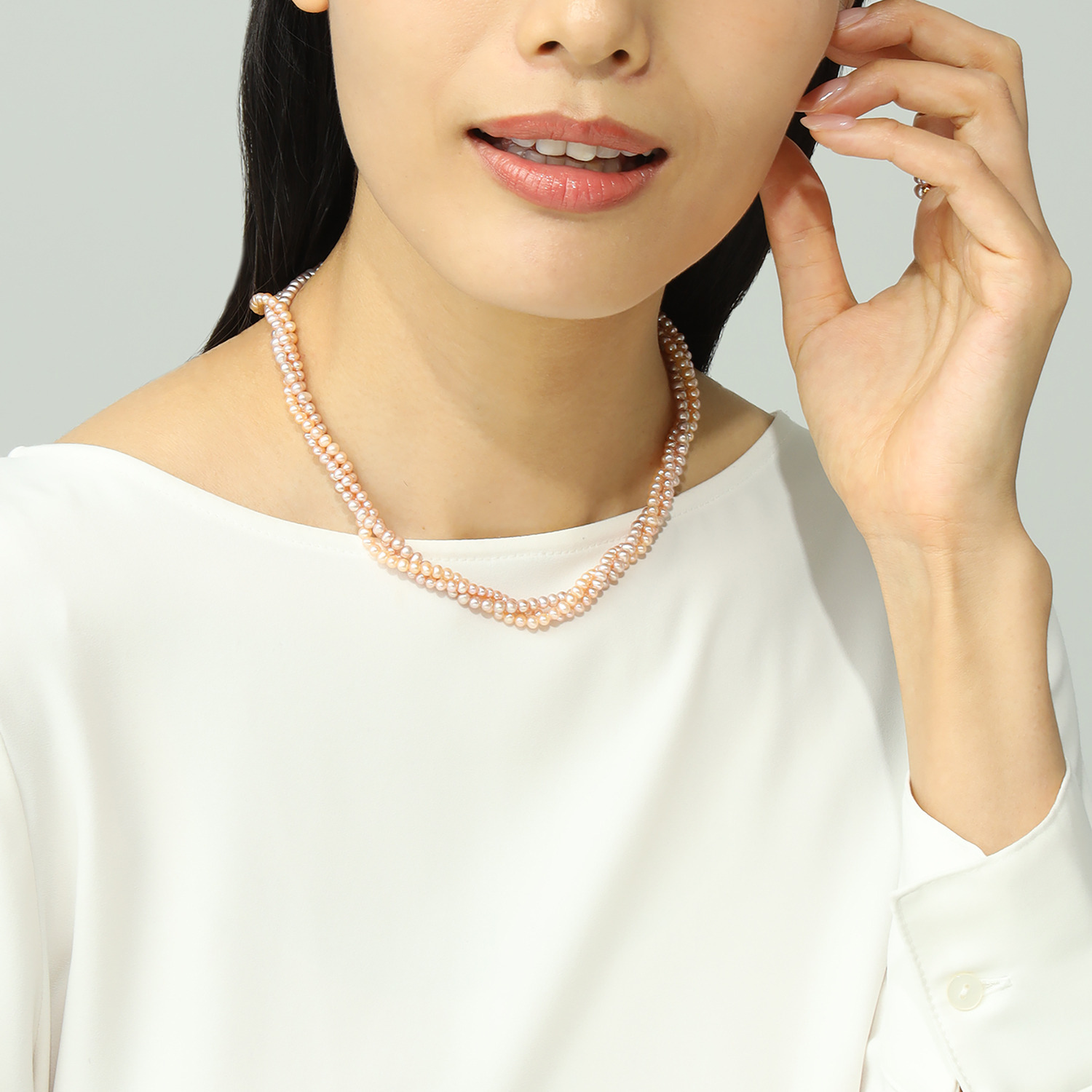 石友蔵出しコレクション ナチュラルカラー ベビー淡水パール ３連ネックレス
