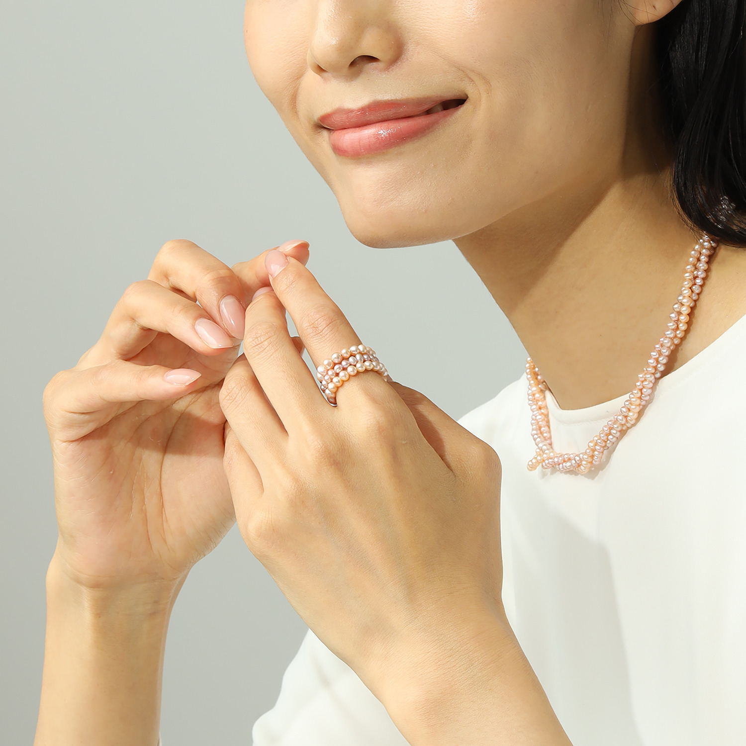 石友蔵出しコレクション ナチュラルカラー ベビー淡水パール フレキシブルリング