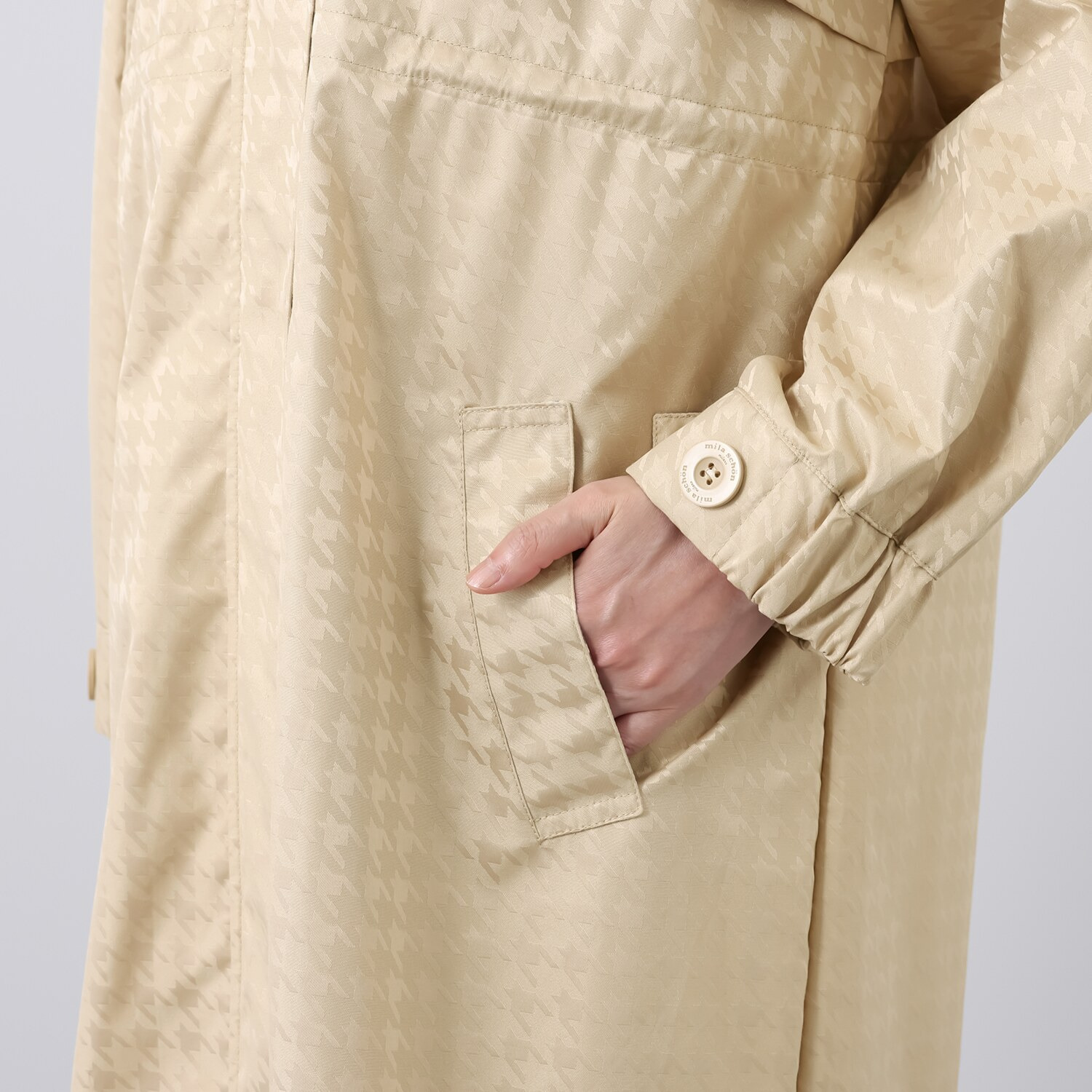 ミラ・ショーン 千鳥格子ジャガード レインコート