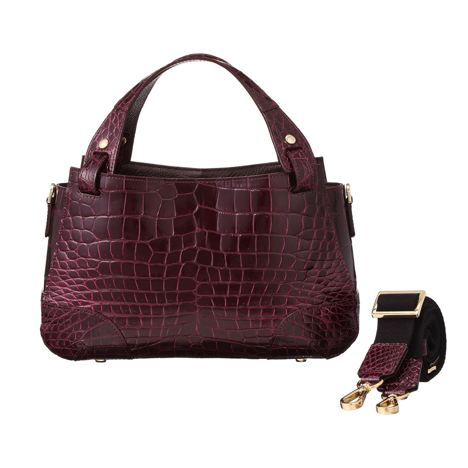 レザージュエルズ 日本製 シャイニングクロコダイル プレステージバッグ