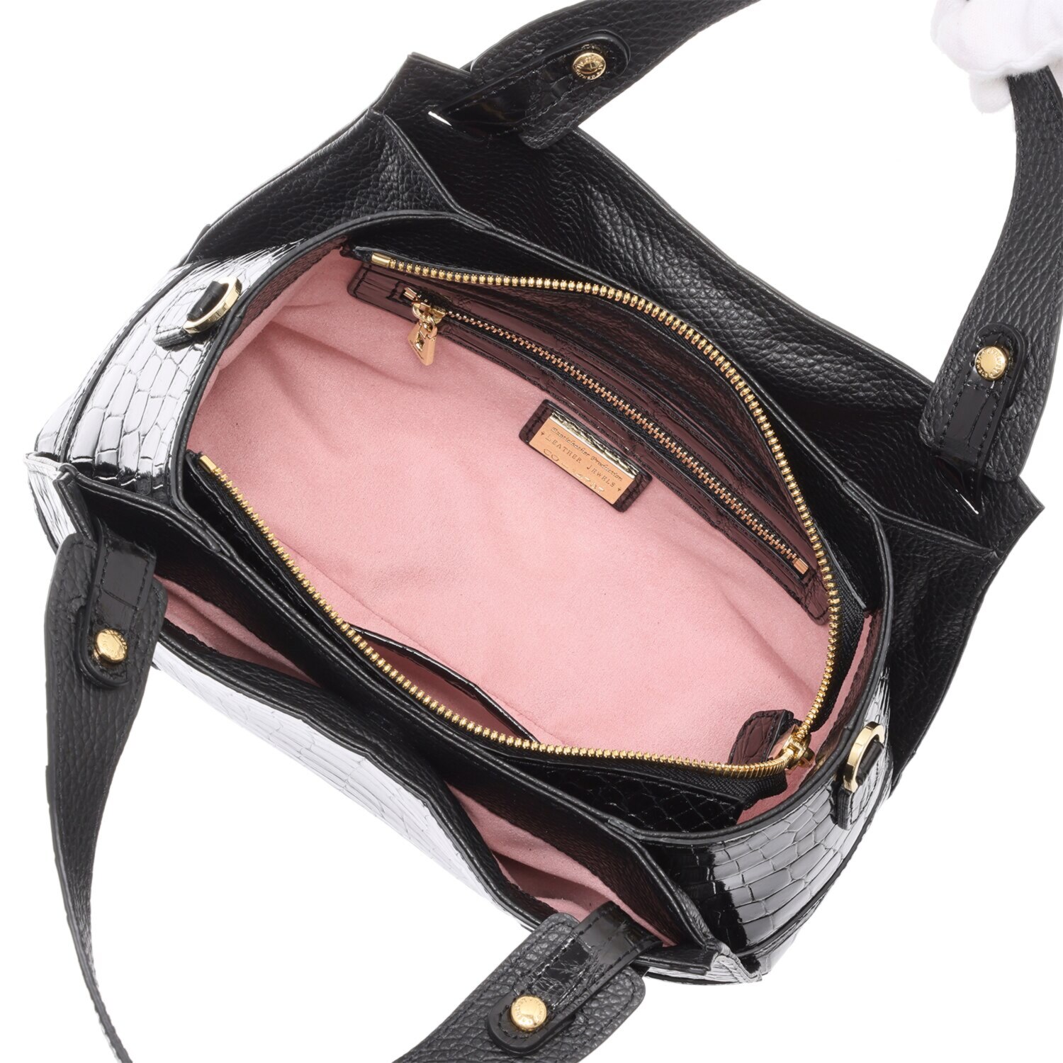 レザージュエルズ 日本製 シャイニングクロコダイル プレステージバッグ