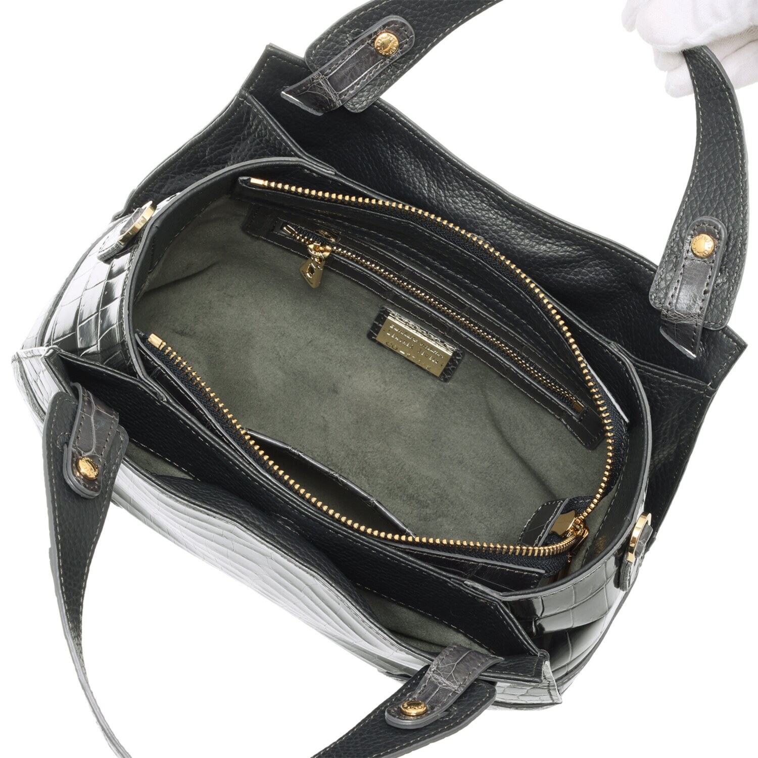 レザージュエルズ 日本製 シャイニングクロコダイル プレステージバッグ