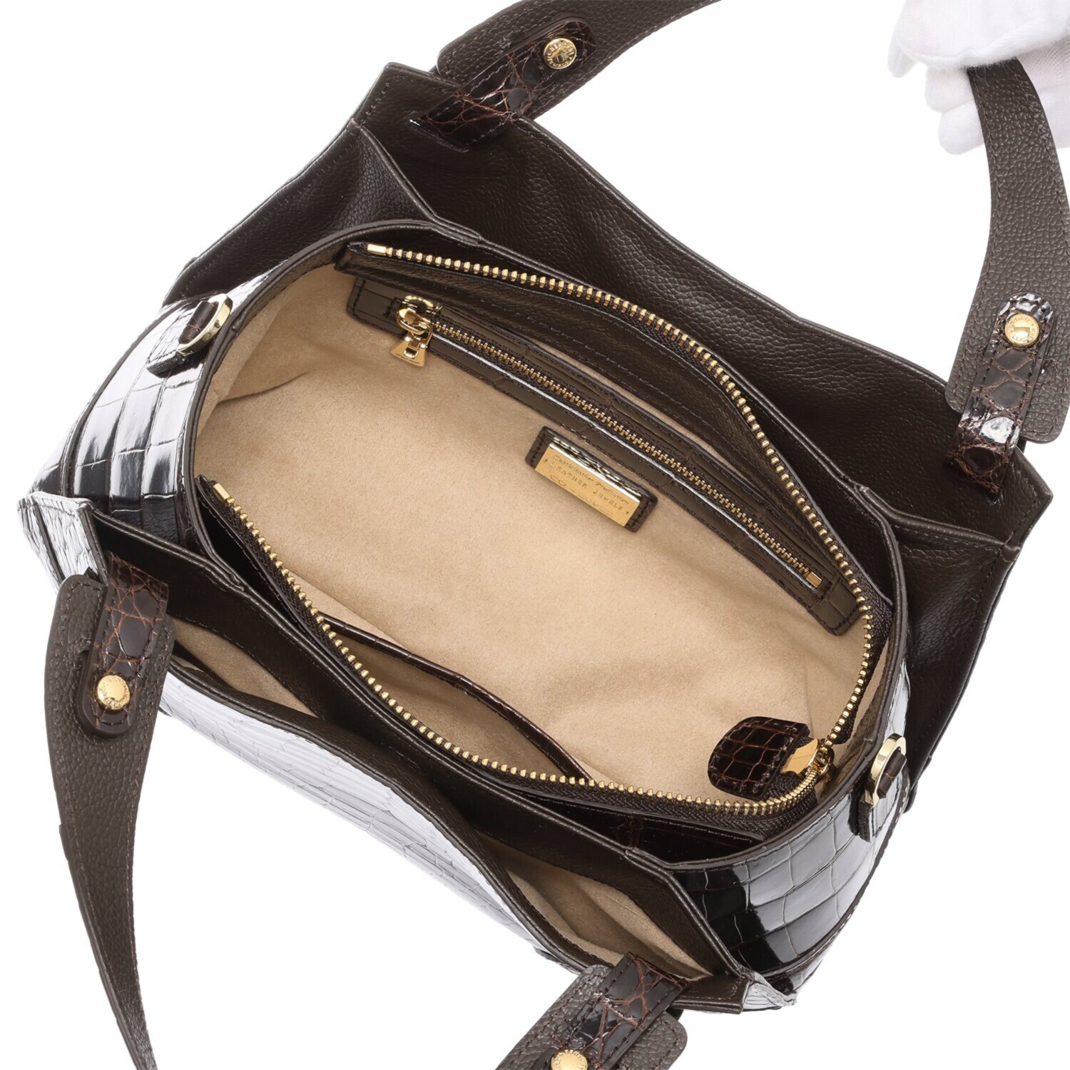 レザージュエルズ 日本製 シャイニングクロコダイル プレステージバッグ