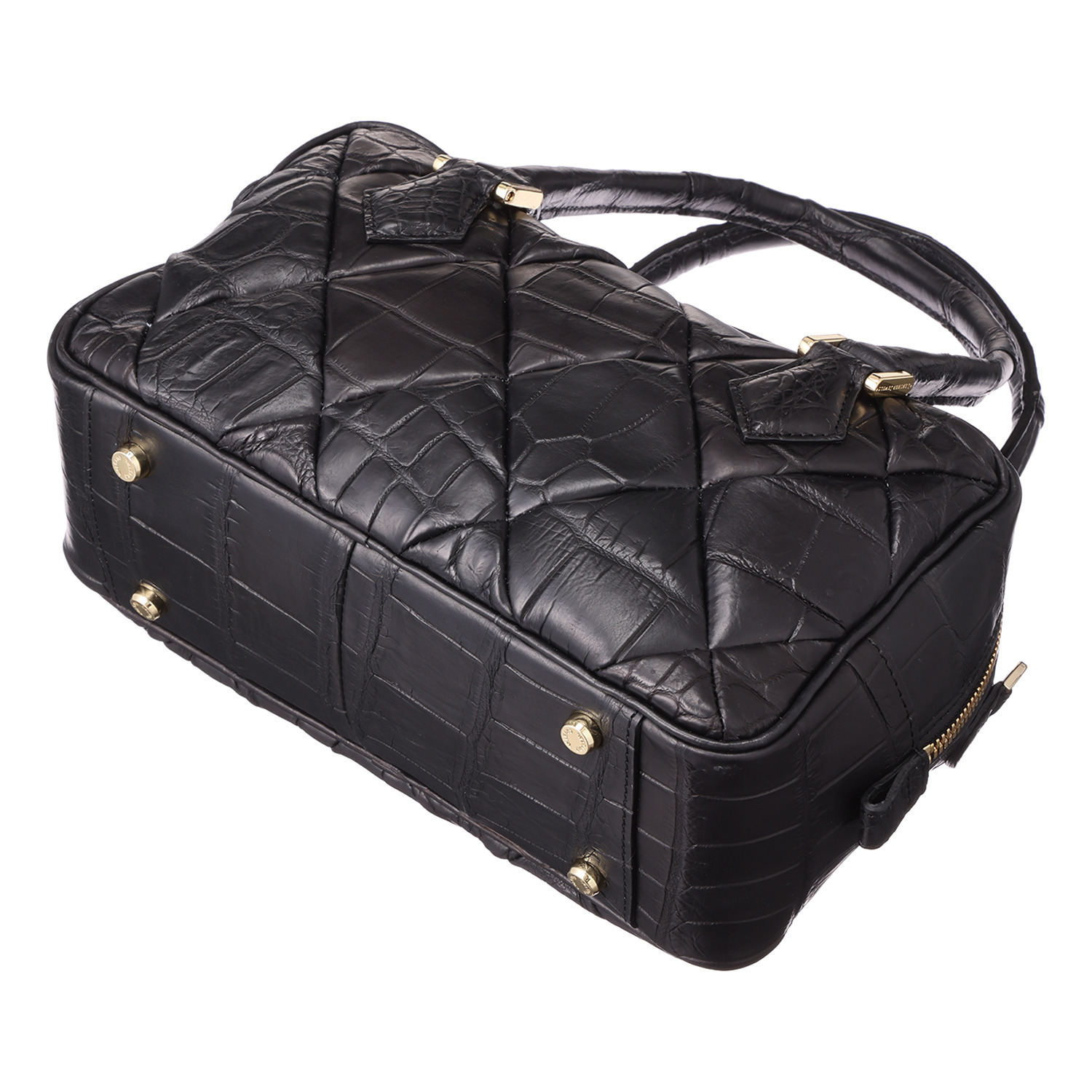 レザージュエルズ 日本製 マットクロコダイル ダイヤカットボストン プレステージバッグ