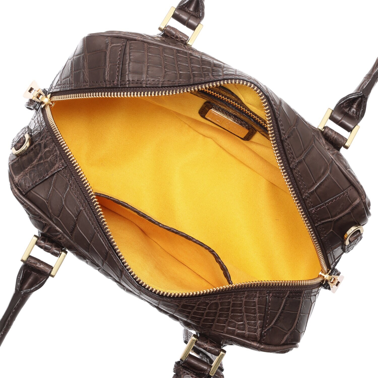 レザージュエルズ 日本製 マットクロコダイル ダイヤカットボストン プレステージバッグ