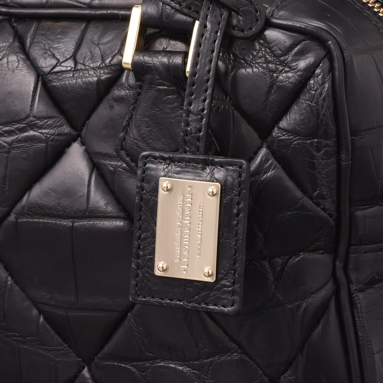 レザージュエルズ 日本製 マットクロコダイル ダイヤカットボストン プレステージバッグ