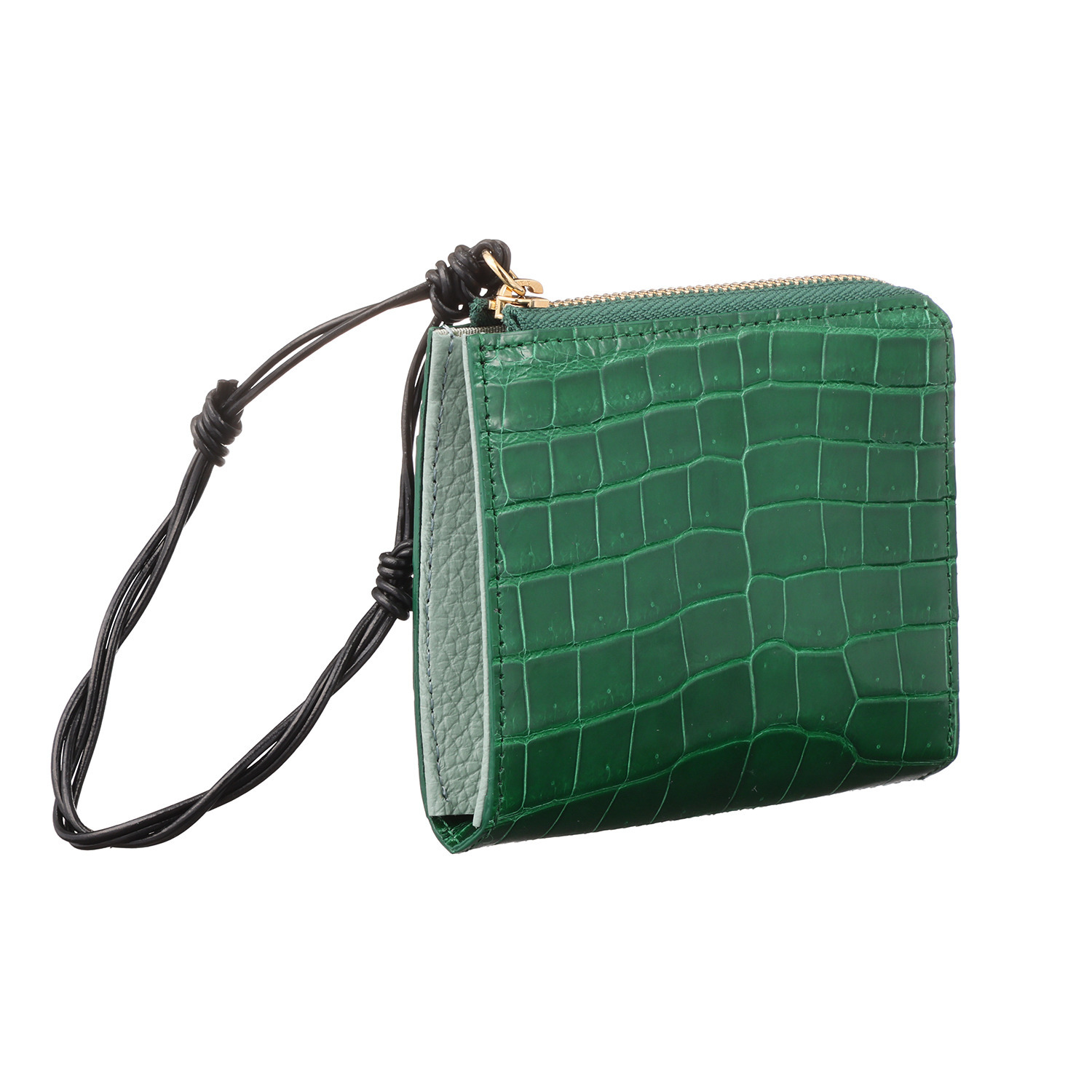 レザージュエルズ 日本製 シャイニングクロコダイル ミニＬ字ウォレット