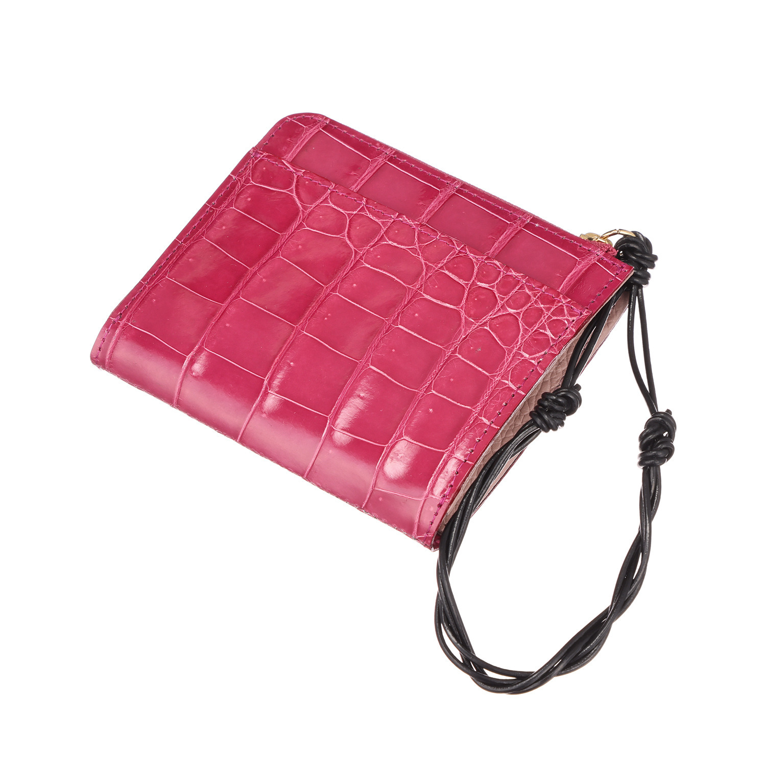 レザージュエルズ 日本製 シャイニングクロコダイル ミニＬ字ウォレット