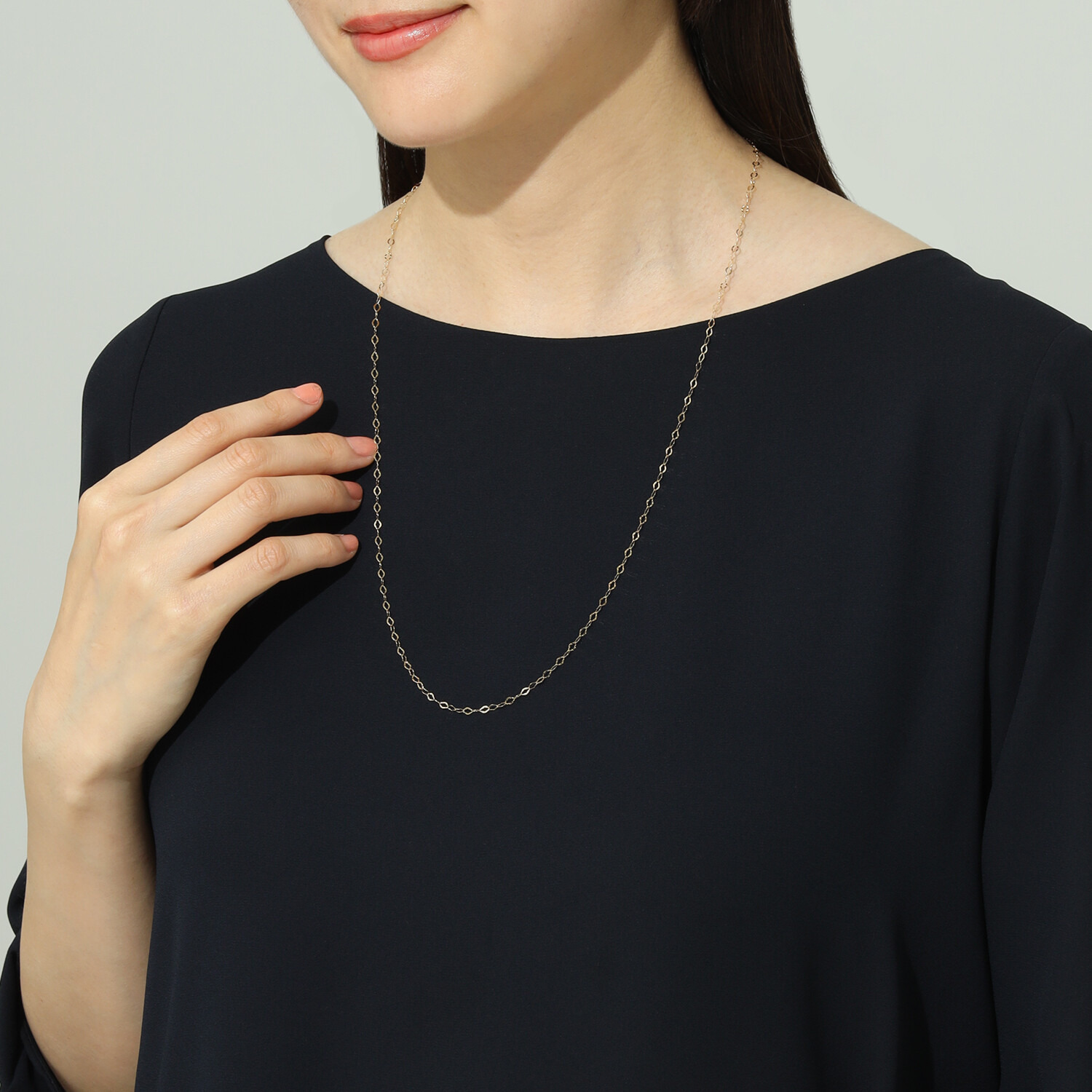シャイン　シュプリーム １８Ｋ リップチェーン ロングネックレス