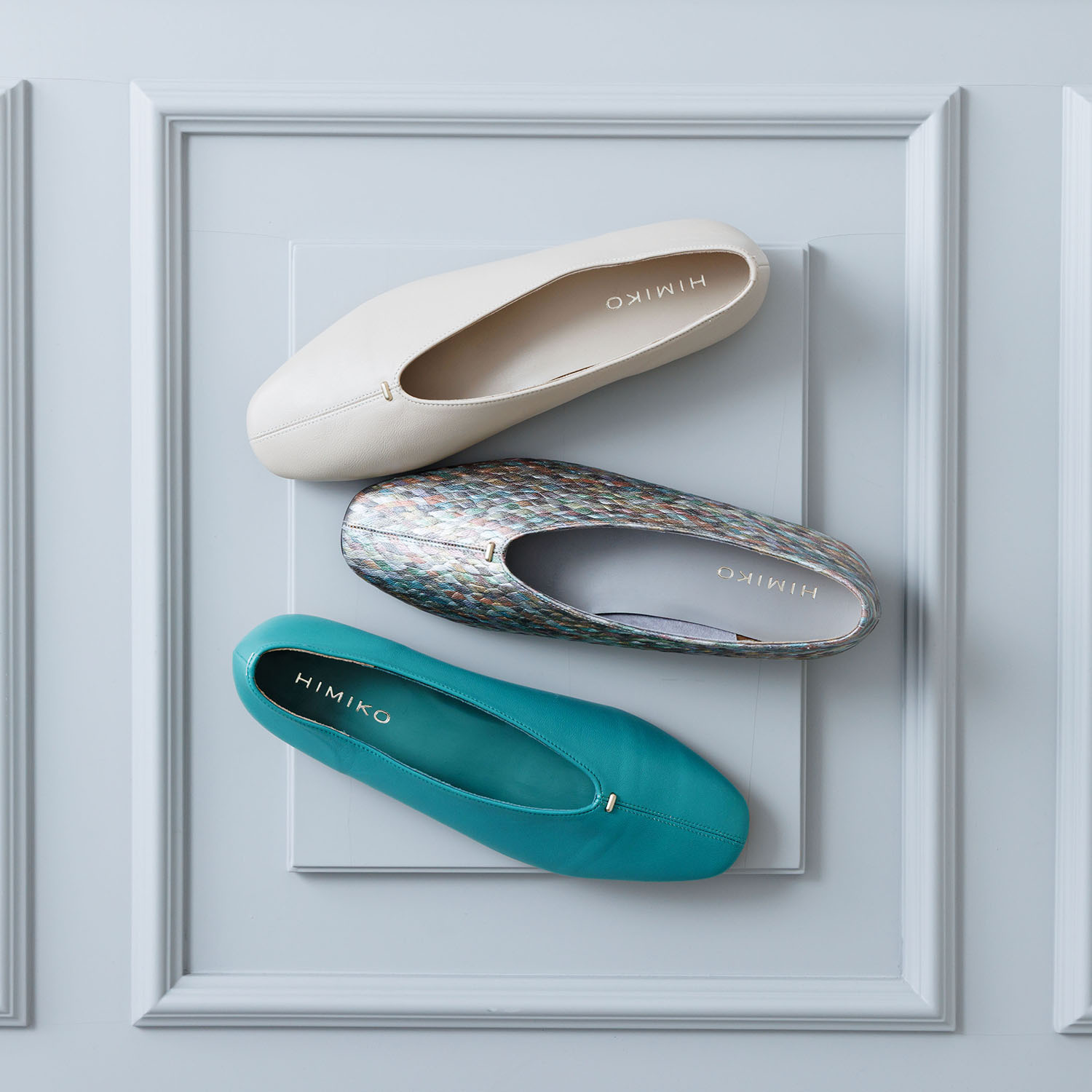 卑弥呼 日本製 本革 メタルポイント フラットパンプス