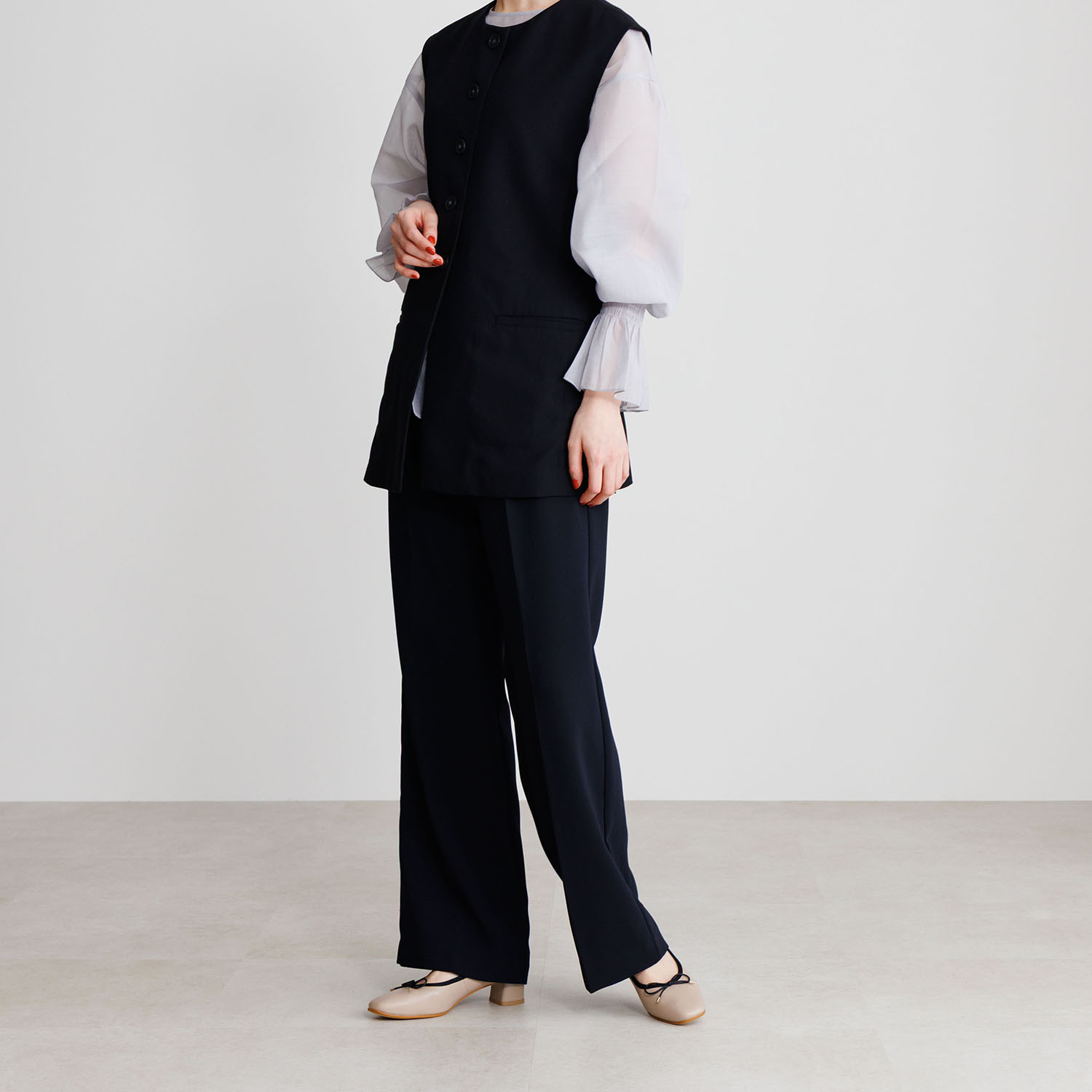 卑弥呼 日本製 シープレザー ４ｃｍヒール バレエパンプス