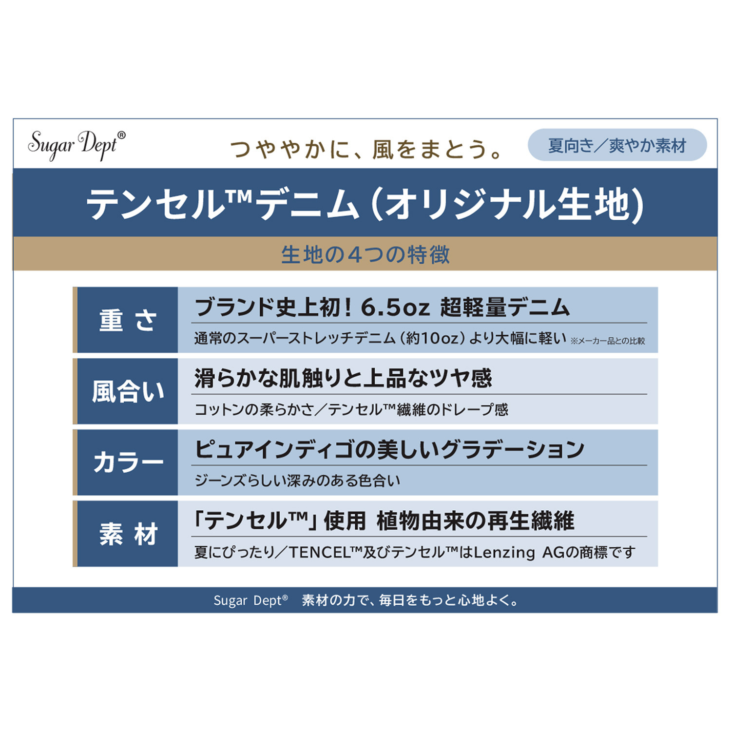 シュガーデプト つややかに風をまとう テンセルコットンデニム シャツベスト
