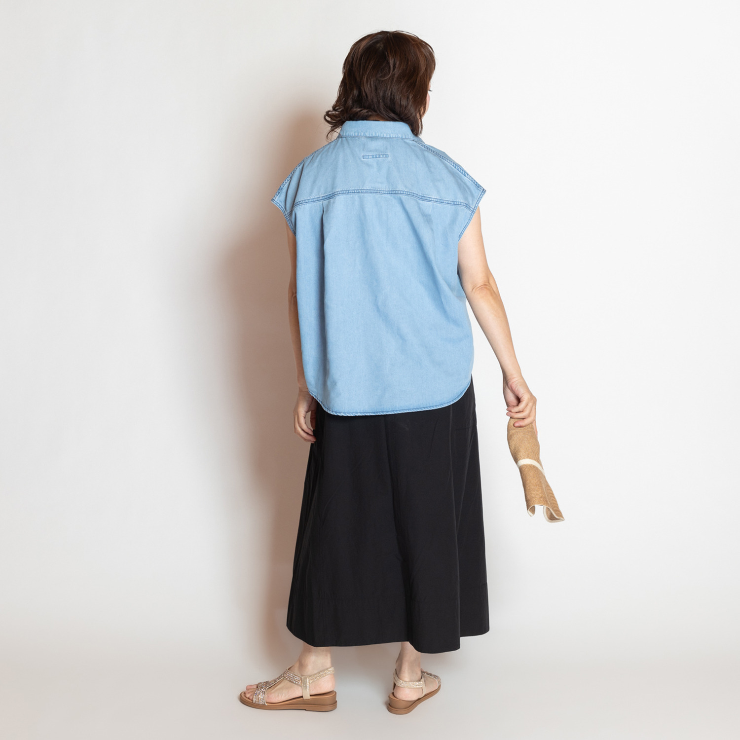 シュガーデプト つややかに風をまとう テンセルコットンデニム シャツベスト