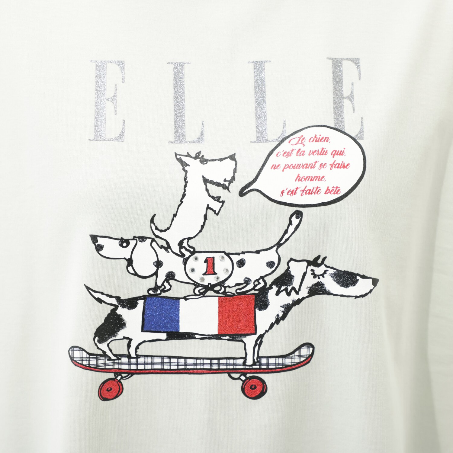 エル　ステュディオ ドッググラフィック グリッタープリント Ｔシャツ
