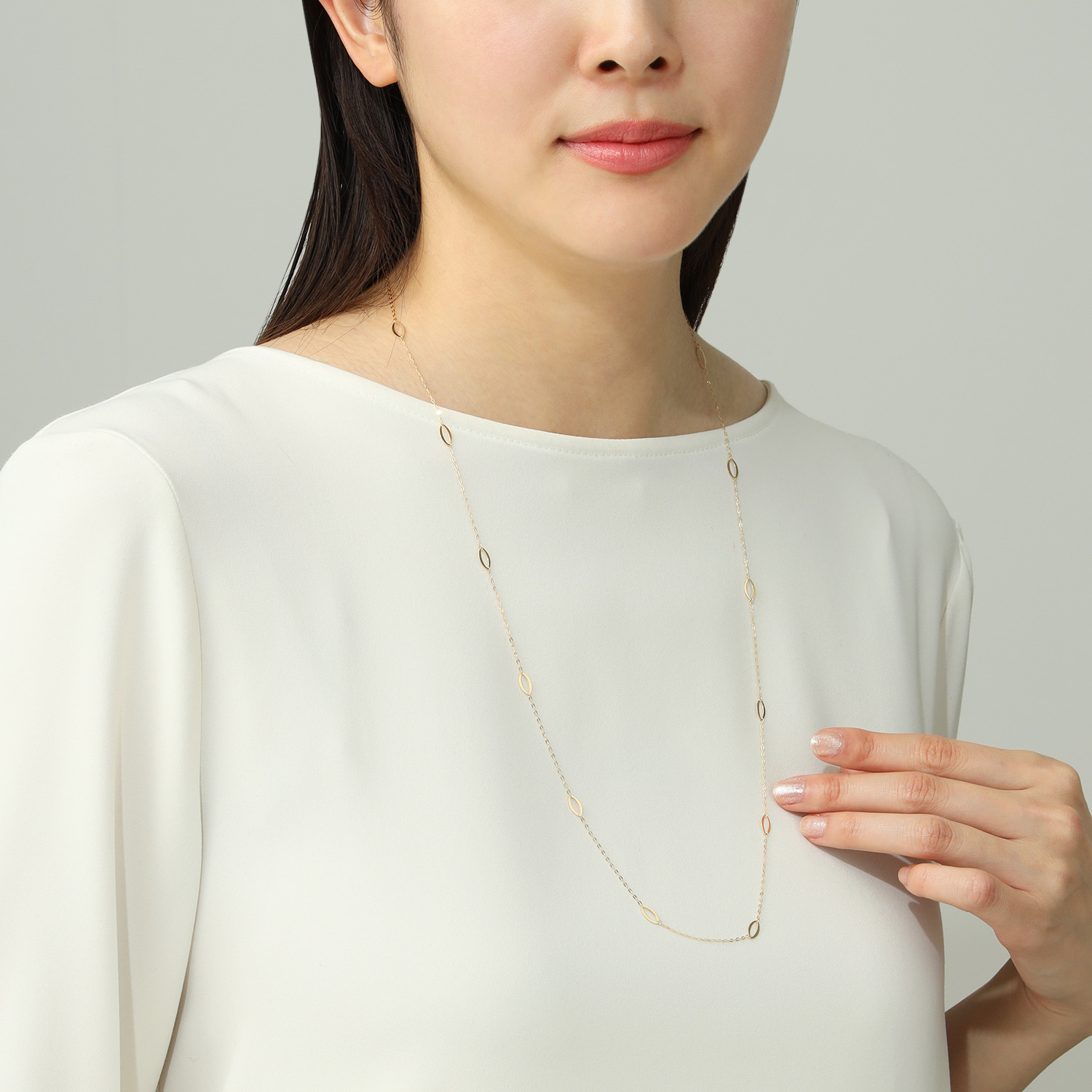 チェーンクリエイト １８Ｋ サーフェスグリーム ステーション ロングネックレス