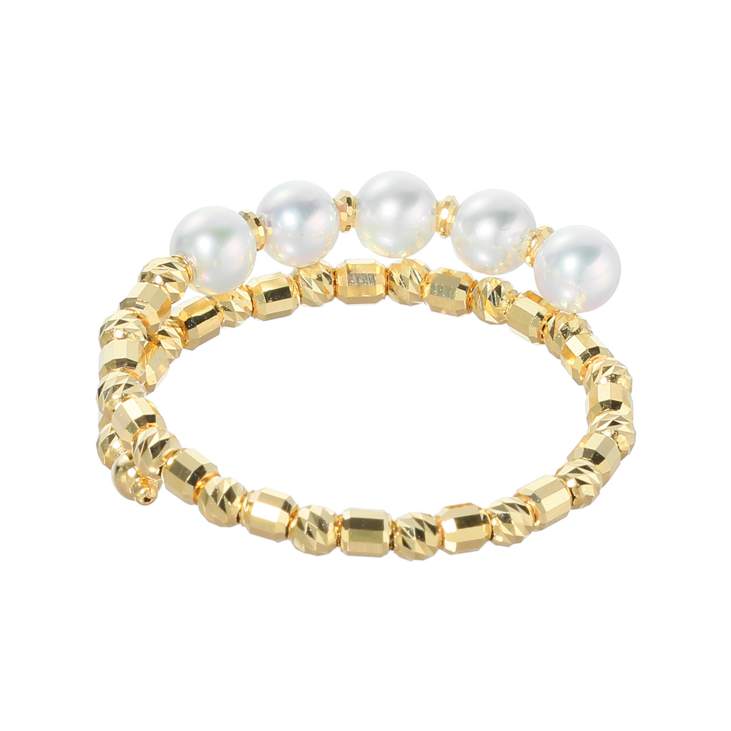 ジュペレ １８Ｋ　伊勢志摩産 ベビーアコヤパール ダブルライン フレキシブルリング