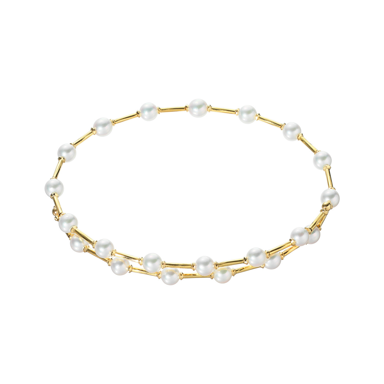 ジュペレ １８Ｋ　伊勢志摩産 ベビーアコヤパール ステーションデザイン フレキシブルバングル