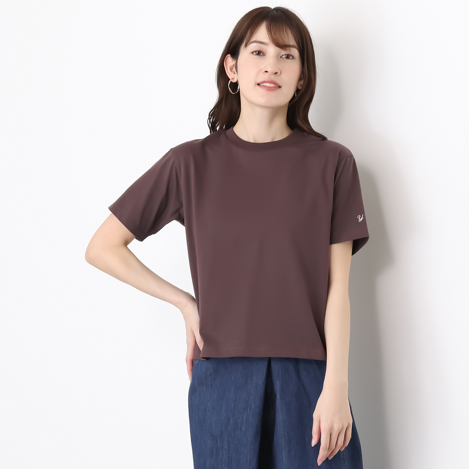 ラソエヌサーティスリー ディグリーズ サラッと快適！ コットン１００％ イニシャル刺しゅう 着丈すっきりＴシャツ