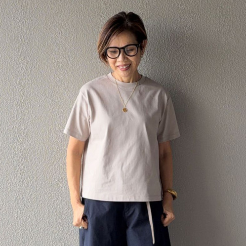 ラソエヌサーティスリー ディグリーズ サラッと快適！ コットン１００％ イニシャル刺しゅう 着丈すっきりＴシャツ