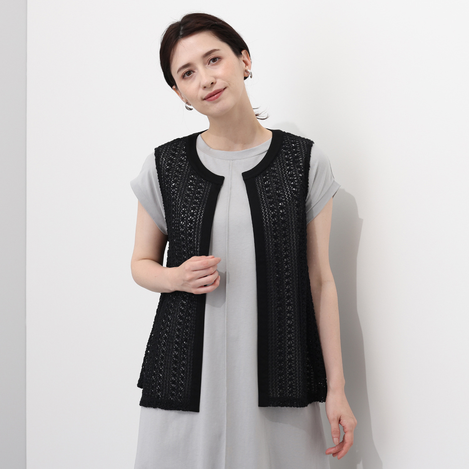 バーチ　ドゥエ クロシェ風ラッセルレース Ａラインレーシージレ
