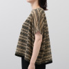 バーチ　ドゥエ クロシェ風ラッセルレース 先染めボーダー ゆったりシルエット トップス