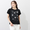 フィル・クロレ 日本製 リヨセルコットン サガラ刺しゅう フローラル柄Ｔシャツ