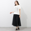 フィル・クロレ 日本製 リヨセルコットン サガラ刺しゅう フローラル柄Ｔシャツ