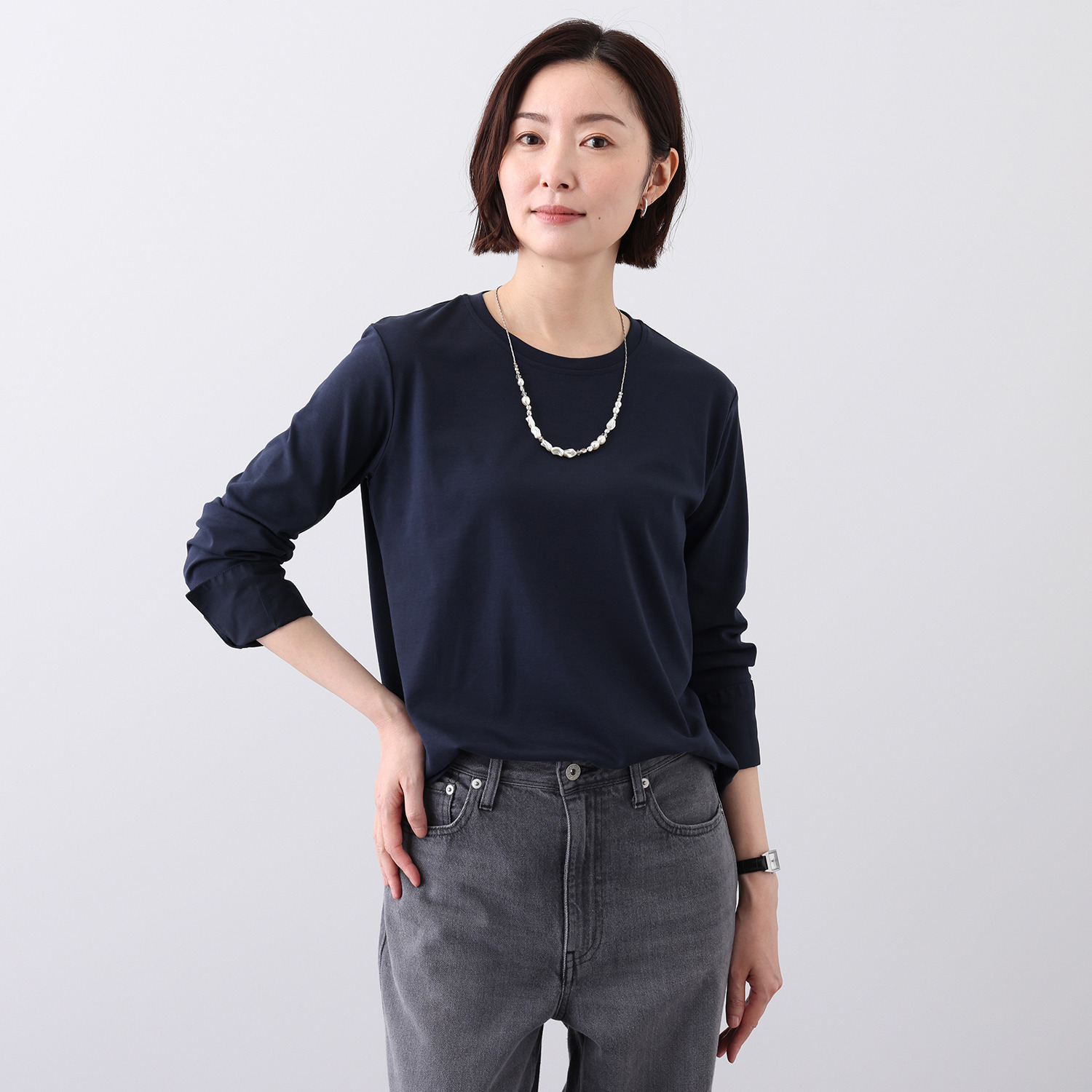 亀　恭子セレクト！ シャルルポ コットン１００％ シルケット加工 スムース編 カフス付プルオーバー