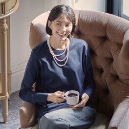 亀　恭子セレクト！ シャルルポ コットン１００％ シルケット加工 スムース編 カフス付プルオーバー