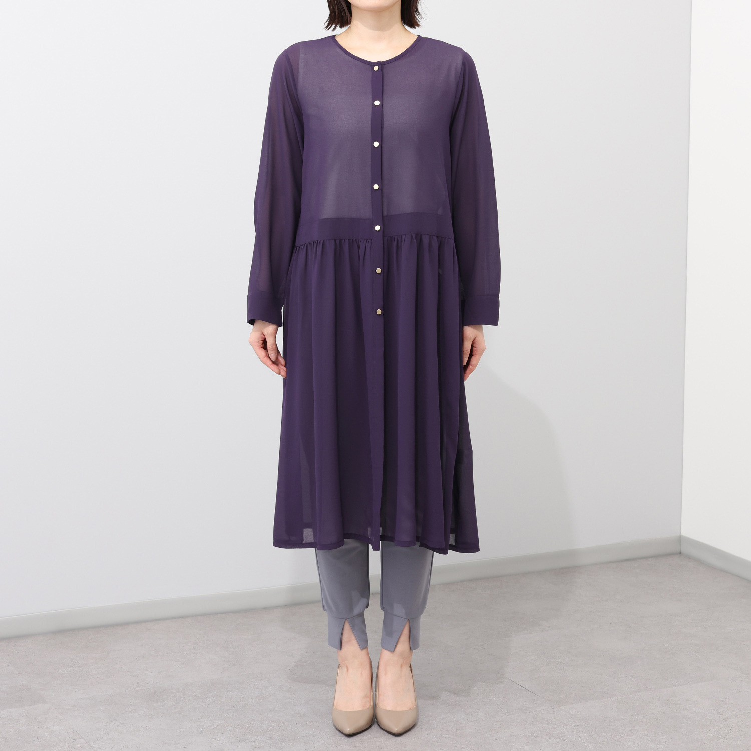フーア シフォンジョーゼット ロングカーディガン