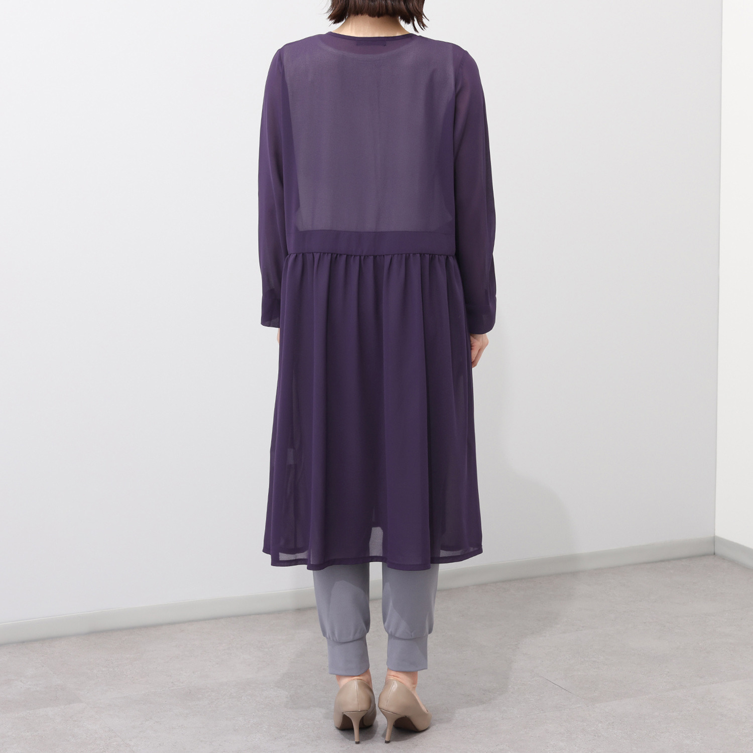 フーア シフォンジョーゼット ロングカーディガン
