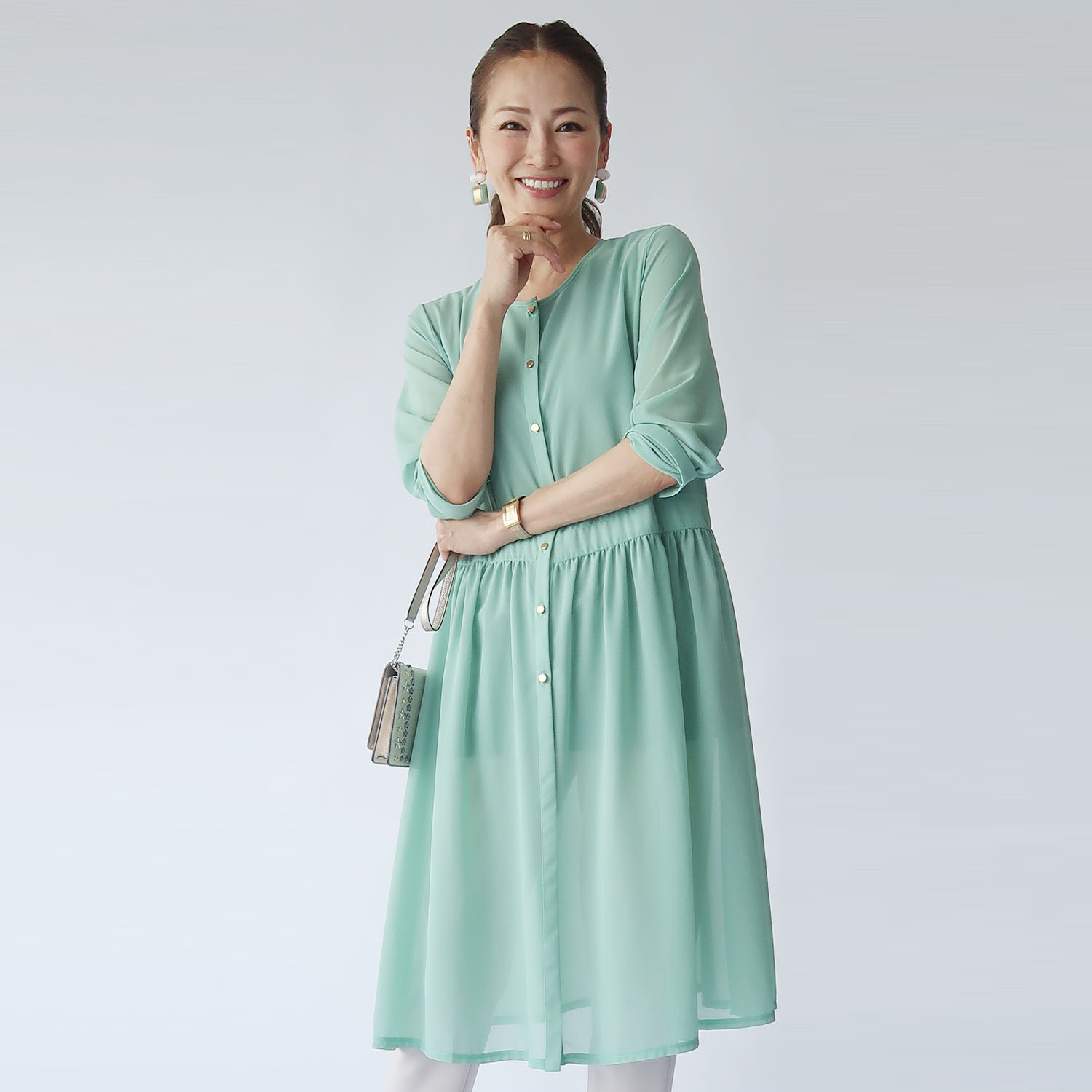 フーア シフォンジョーゼット ロングカーディガン