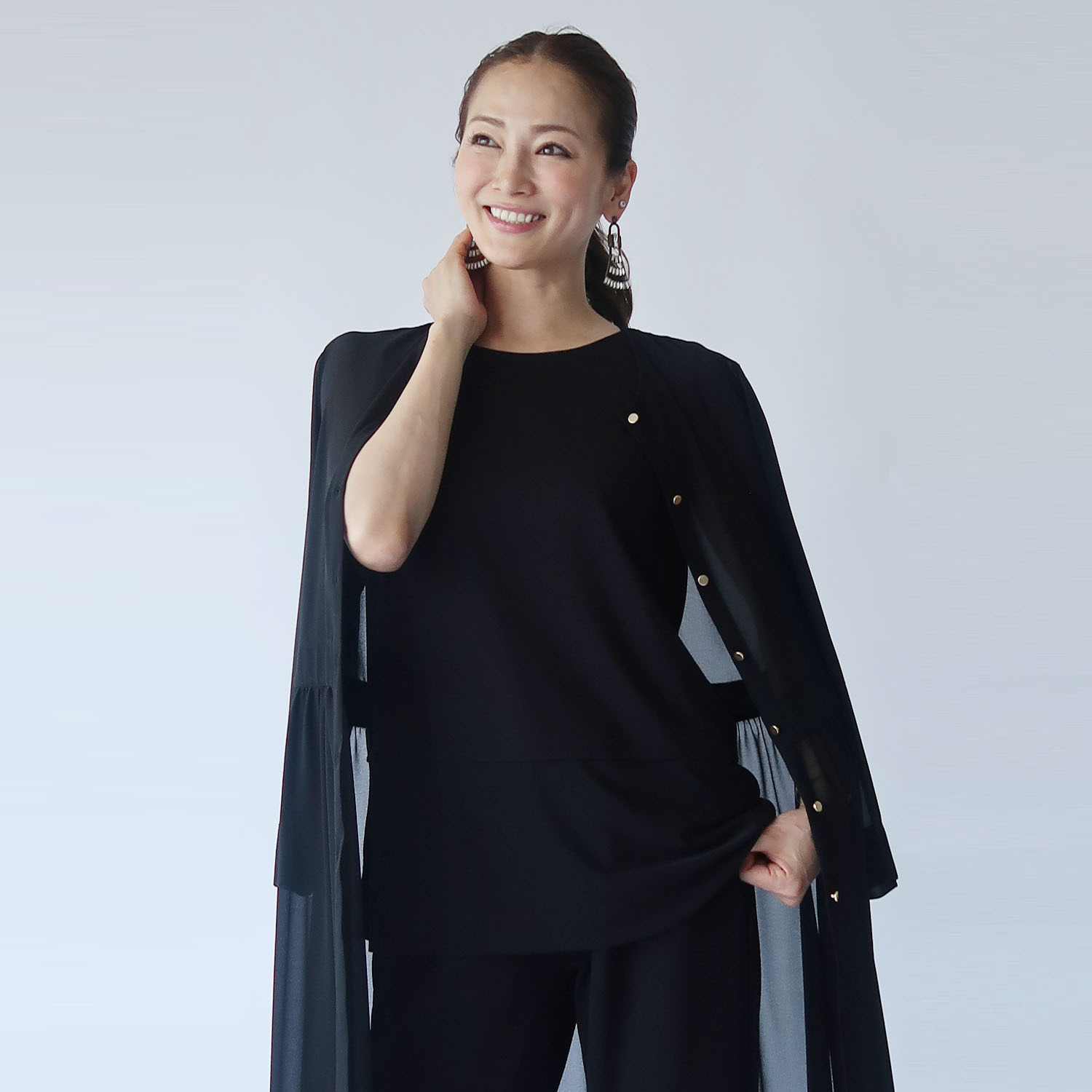 フーア シフォンジョーゼット ロングカーディガン