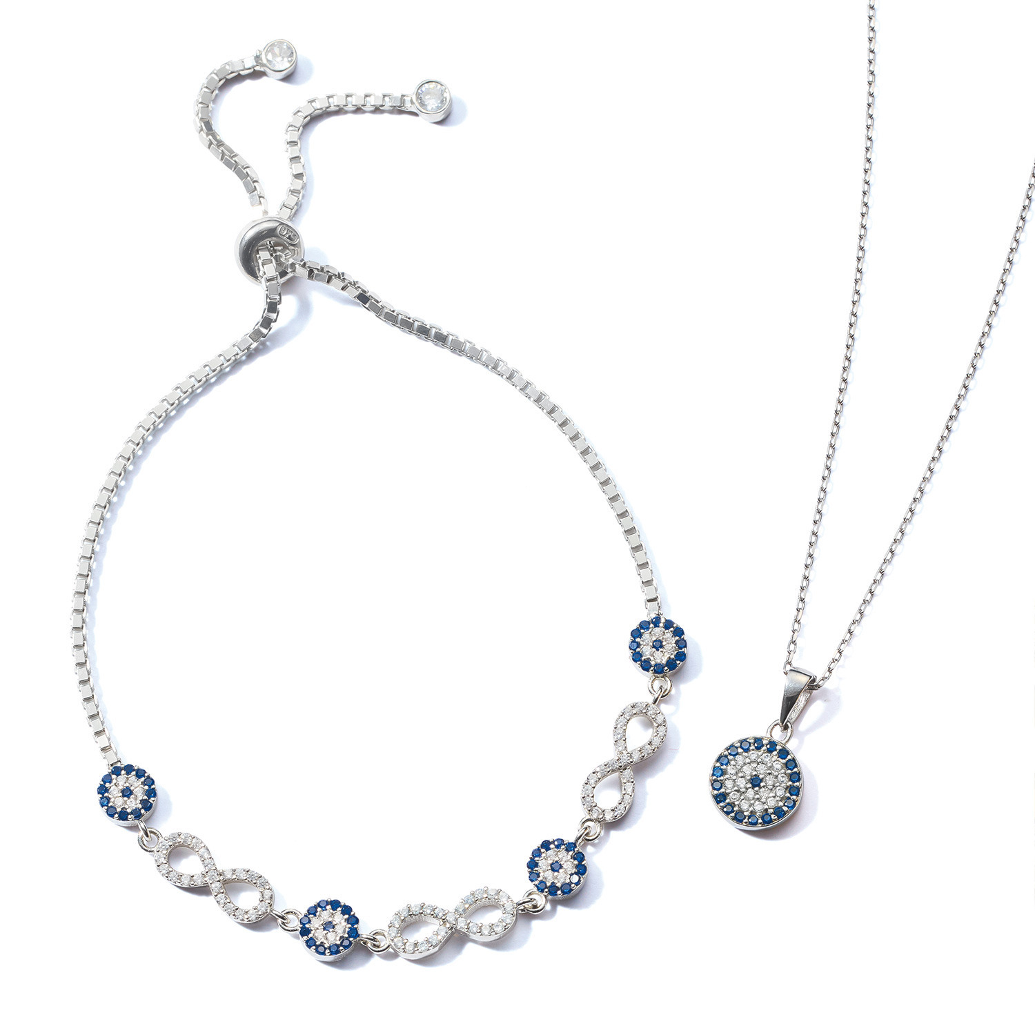 ミモッザジュエリー シルバー ＣＺ ナザールボンジュウ スライドブレスレット