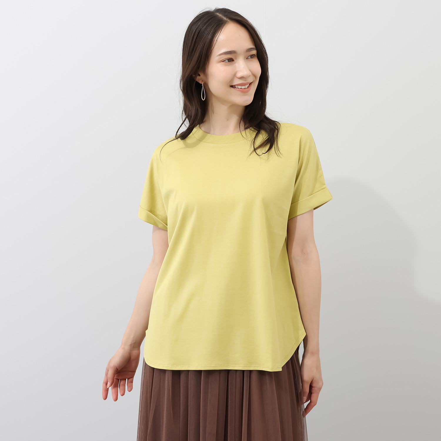 ルナリア 接触冷感　シルケット加工 ひやさらコットン ドルマン半袖Ｔシャツ