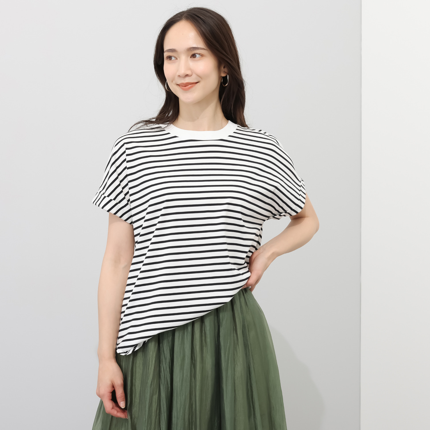ルナリア 接触冷感　シルケット加工 ひやさらコットン ドルマン半袖Ｔシャツ