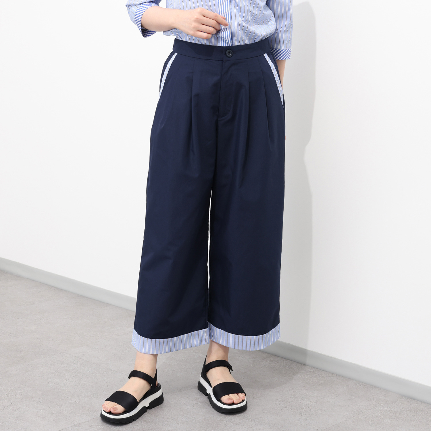 エムジェイアール　バイ マチコ　ジント　ロンドン ストライプ切替 ワイドパンツ