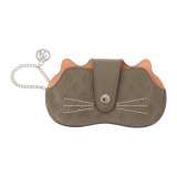 クリスチャン　オリビエ 牛革エンボス加工 モノグラム柄 キャットメガネケース