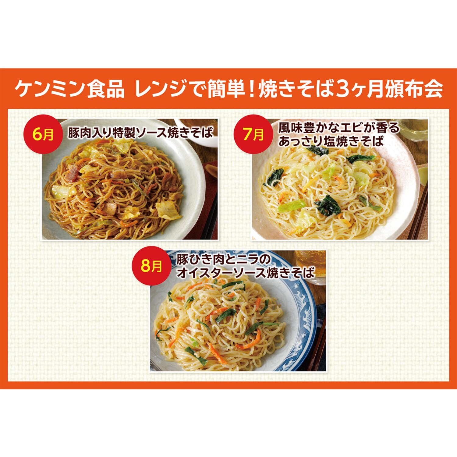 ケンミン食品 レンジで簡単！ 米粉で作った焼きそば ３ヶ月頒布会