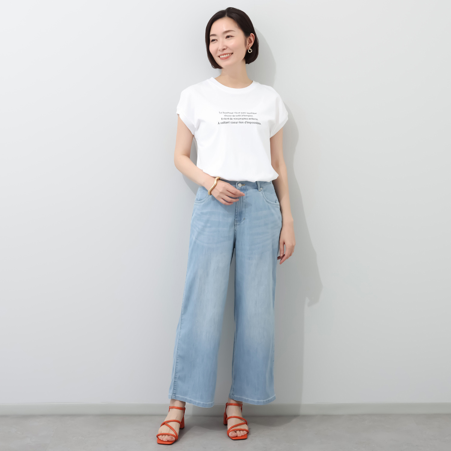ビヨリー 軽やか・さらっと快適 涼やか木陰デニム ワイドストレートパンツ