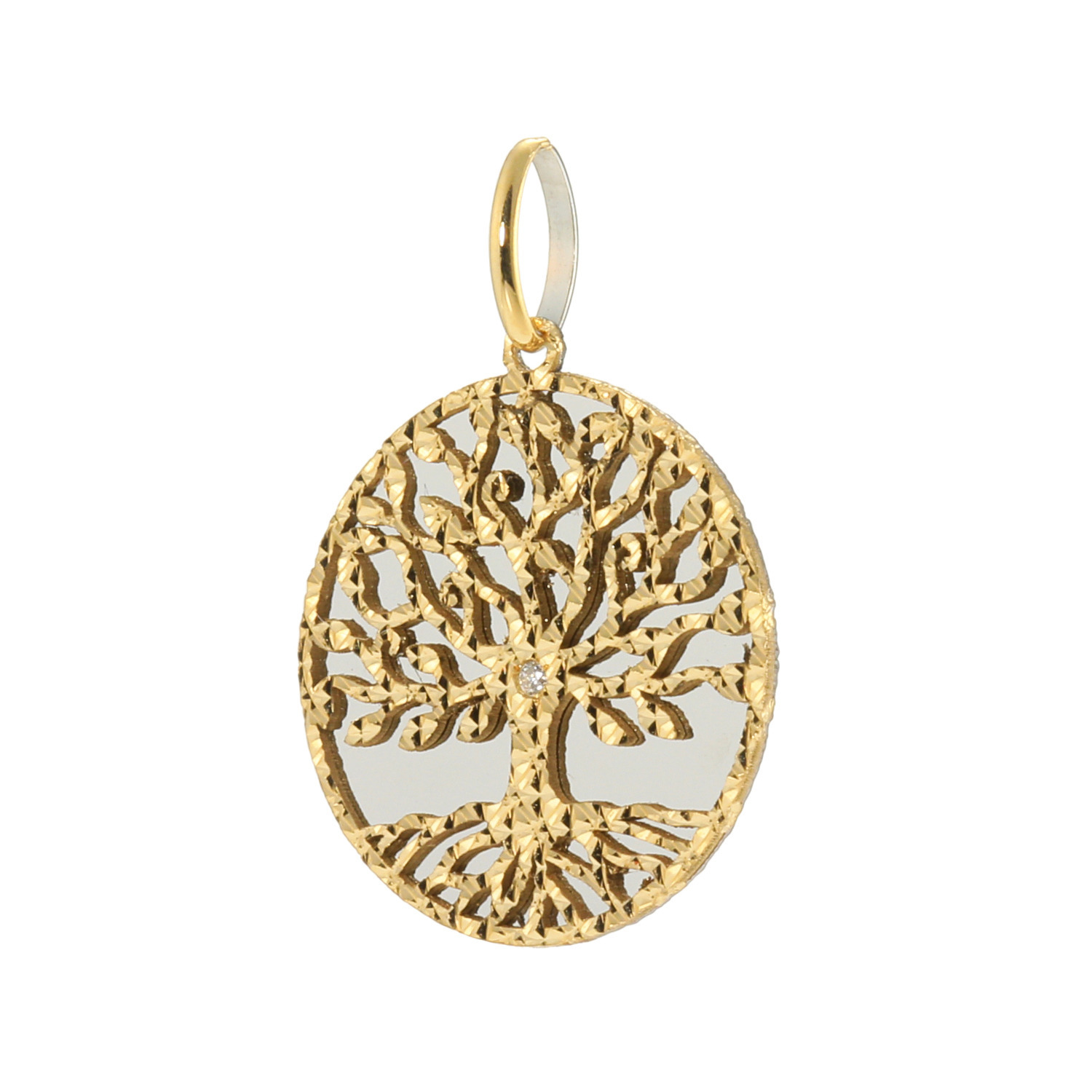 パワーゴールド １８Ｋ＆ＰＴ９５０ ダイヤモンド ＬＩＦＥ　ＯＦ　ＴＲＥＥ リバーシブル ペンダントトップ ＜直径約１６ｍｍ＞